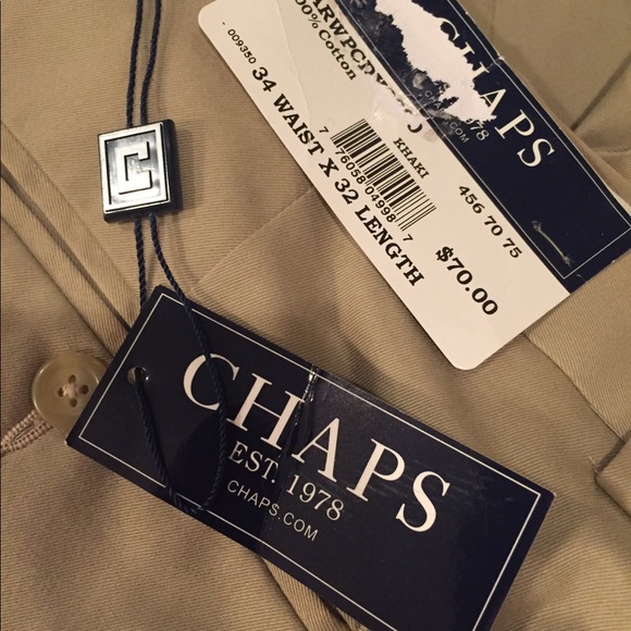 🌀MEN’S 100% Cotton Cuffed Chaps Khakis 34w… - Picture 3 of 5